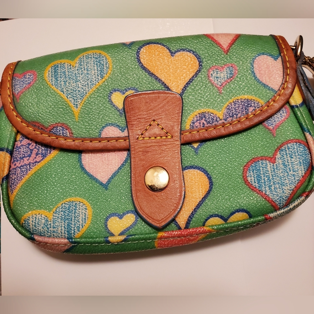 Dooney & Bourke wristlet bag hearts multicolor Rare - Picture 2 of 10